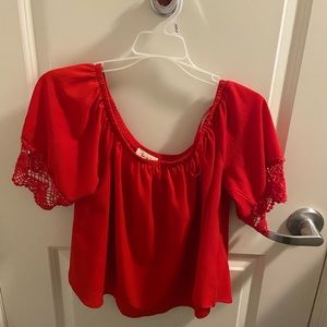 Red crop top blouse